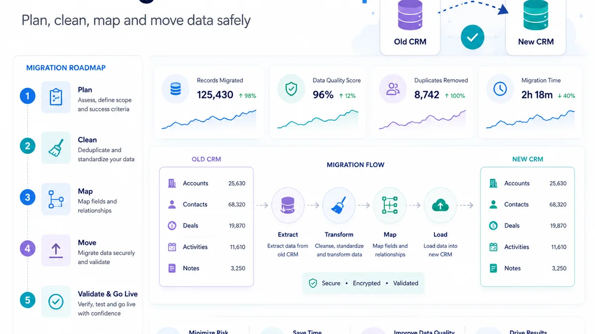 CRM automation case study infographic showing manual follow-up transformed into structured CRM workflow