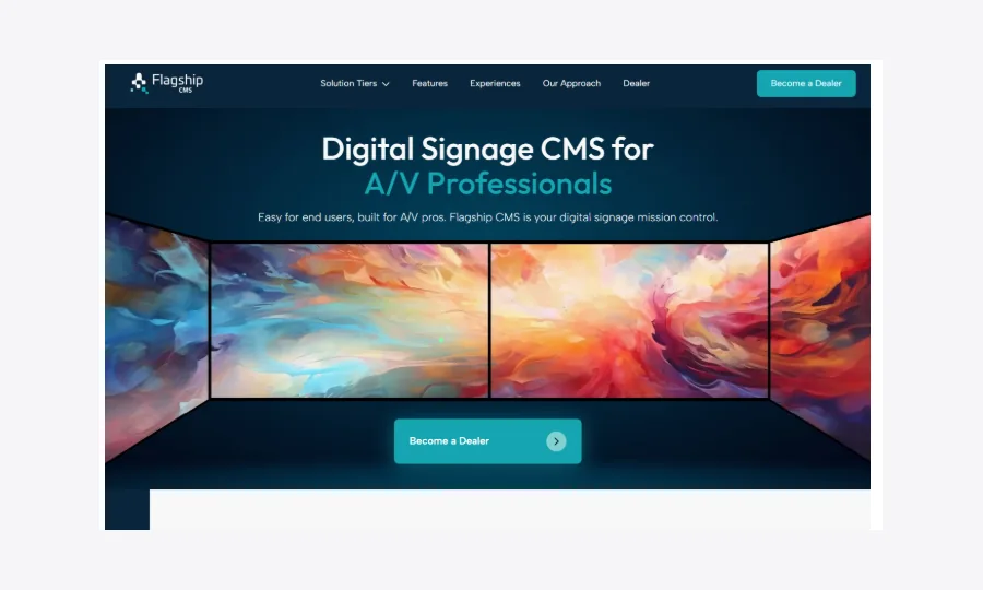 Flagship CMS HubSpot website hero for digital signage CMS and A/V professionals